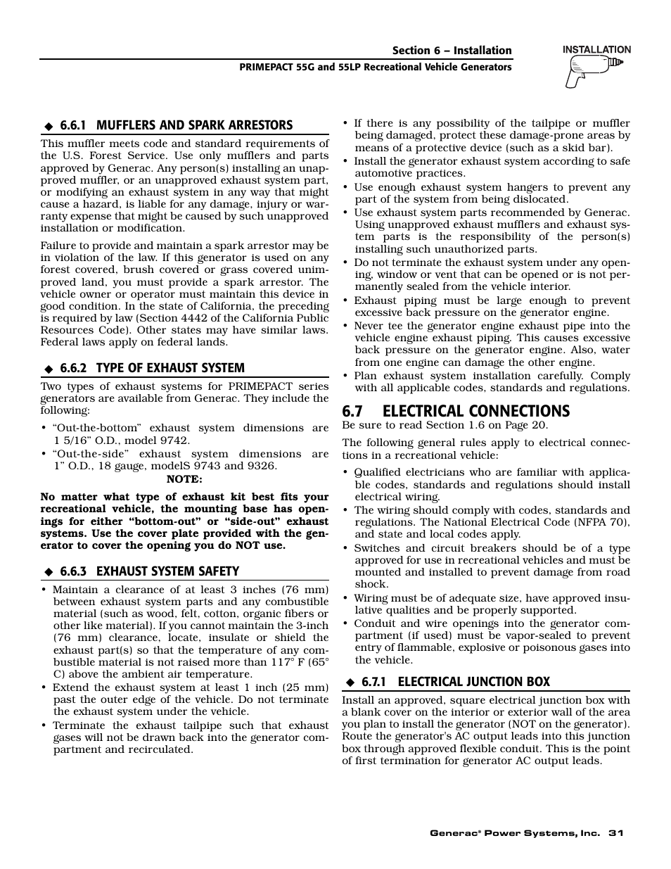 7 electrical connections | Generac Power Systems 009592-5 User Manual | Page 33 / 60