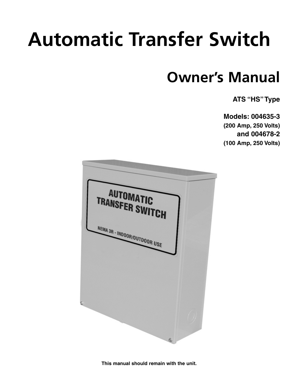 Generac Power Systems ATS 004678-2 User Manual | 20 pages