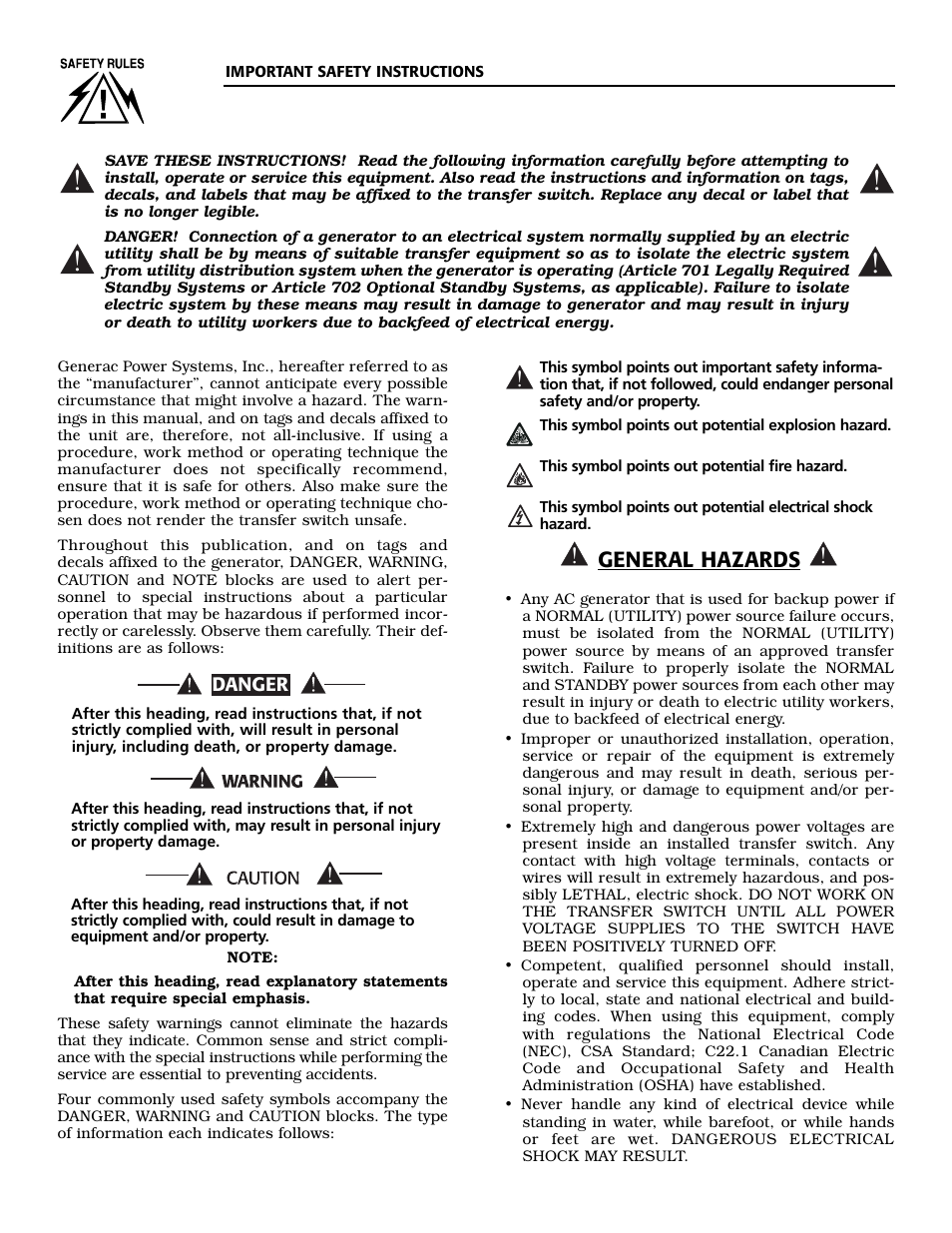 Generac Power Systems ATS 004678-2 User Manual | Page 2 / 20