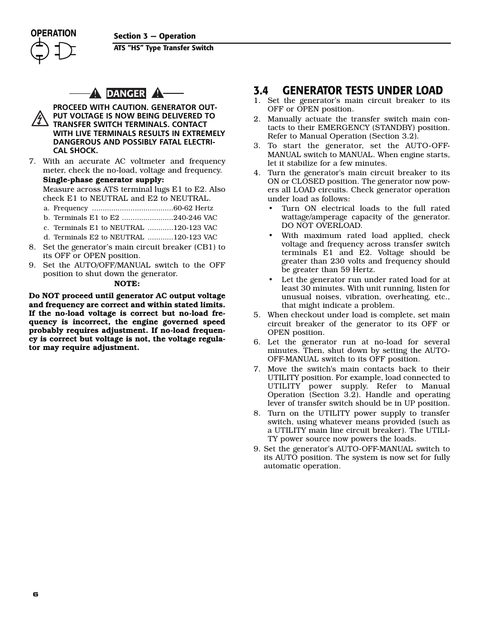 4 generator tests under load, Danger | Generac Power Systems ATS 004678-2 User Manual | Page 8 / 20