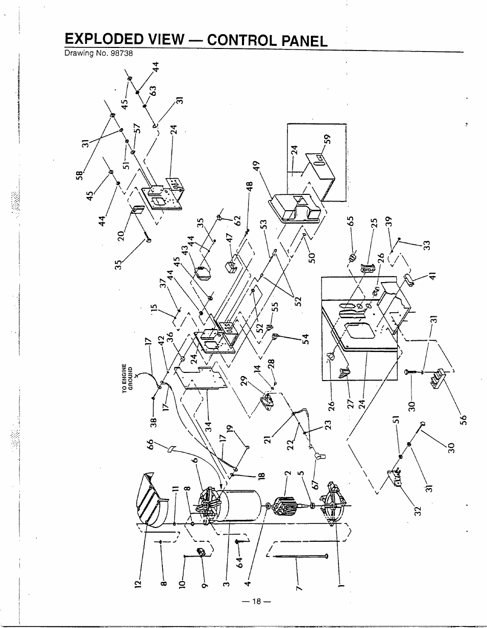 Exploded view — control panel | Generac Power Systems 0595-0 User Manual | Page 20 / 28