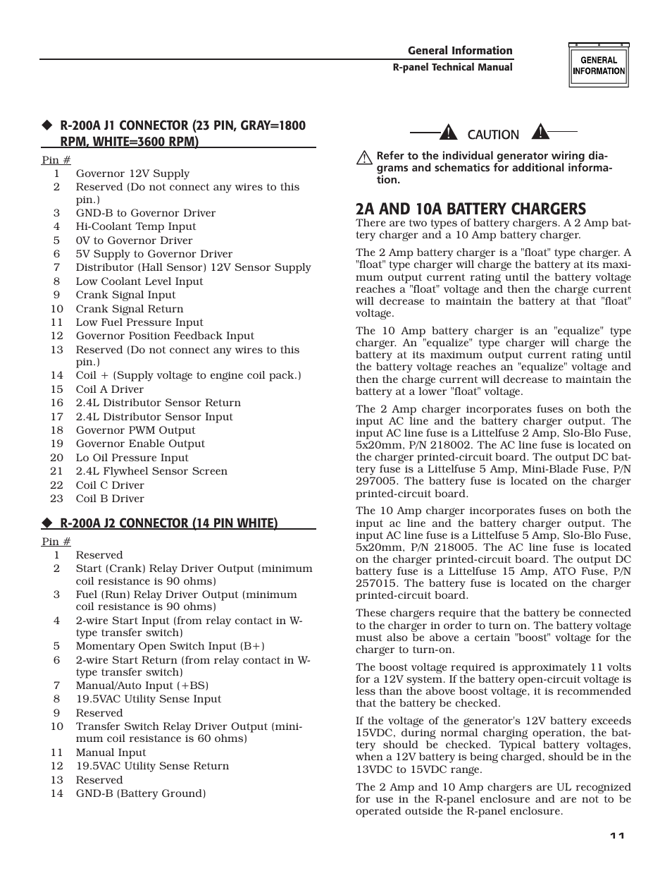 2a and 10a battery chargers | Generac Power Systems Digital Controller R-200A User Manual | Page 13 / 16