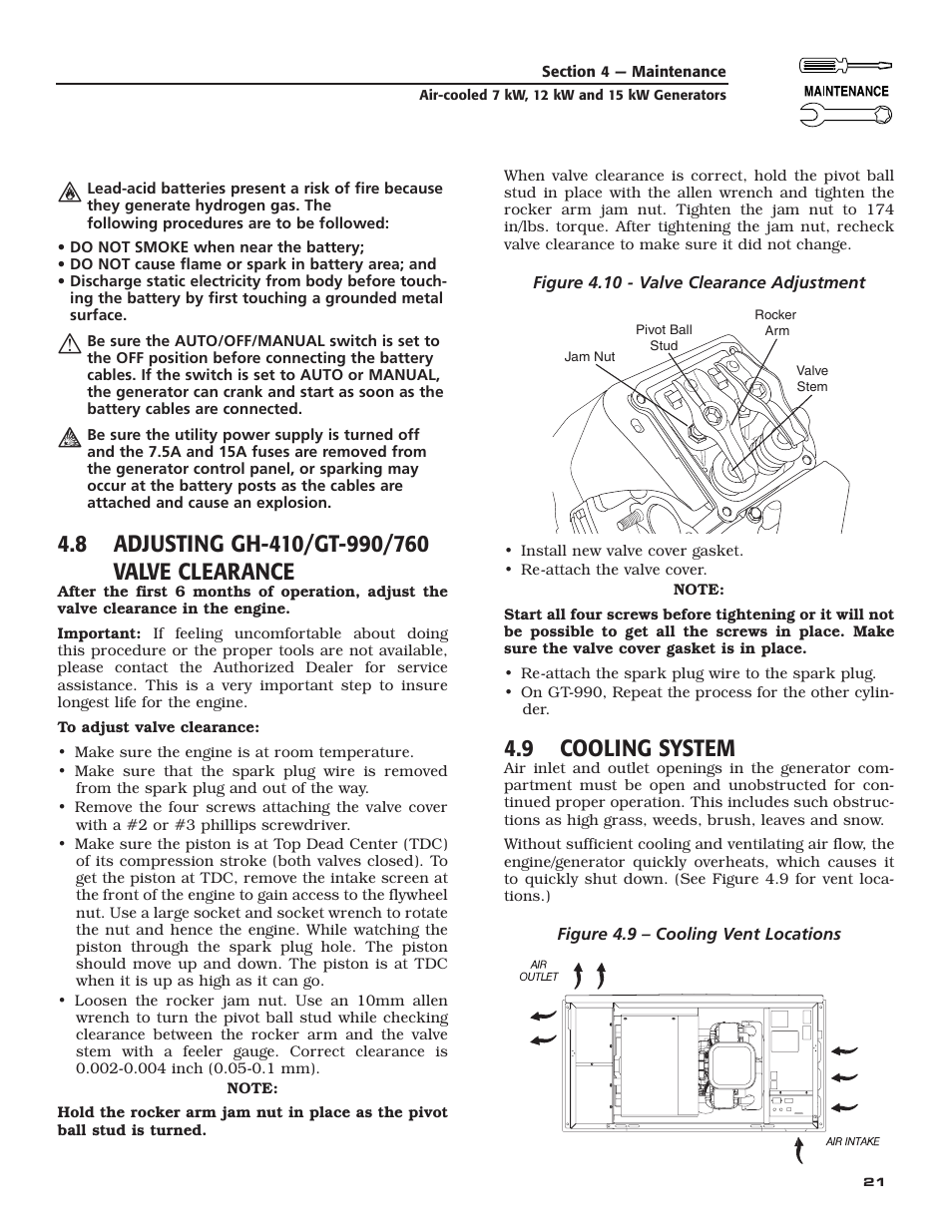 9 cooling system | Generac Power Systems 04389-3 User Manual | Page 23 / 68