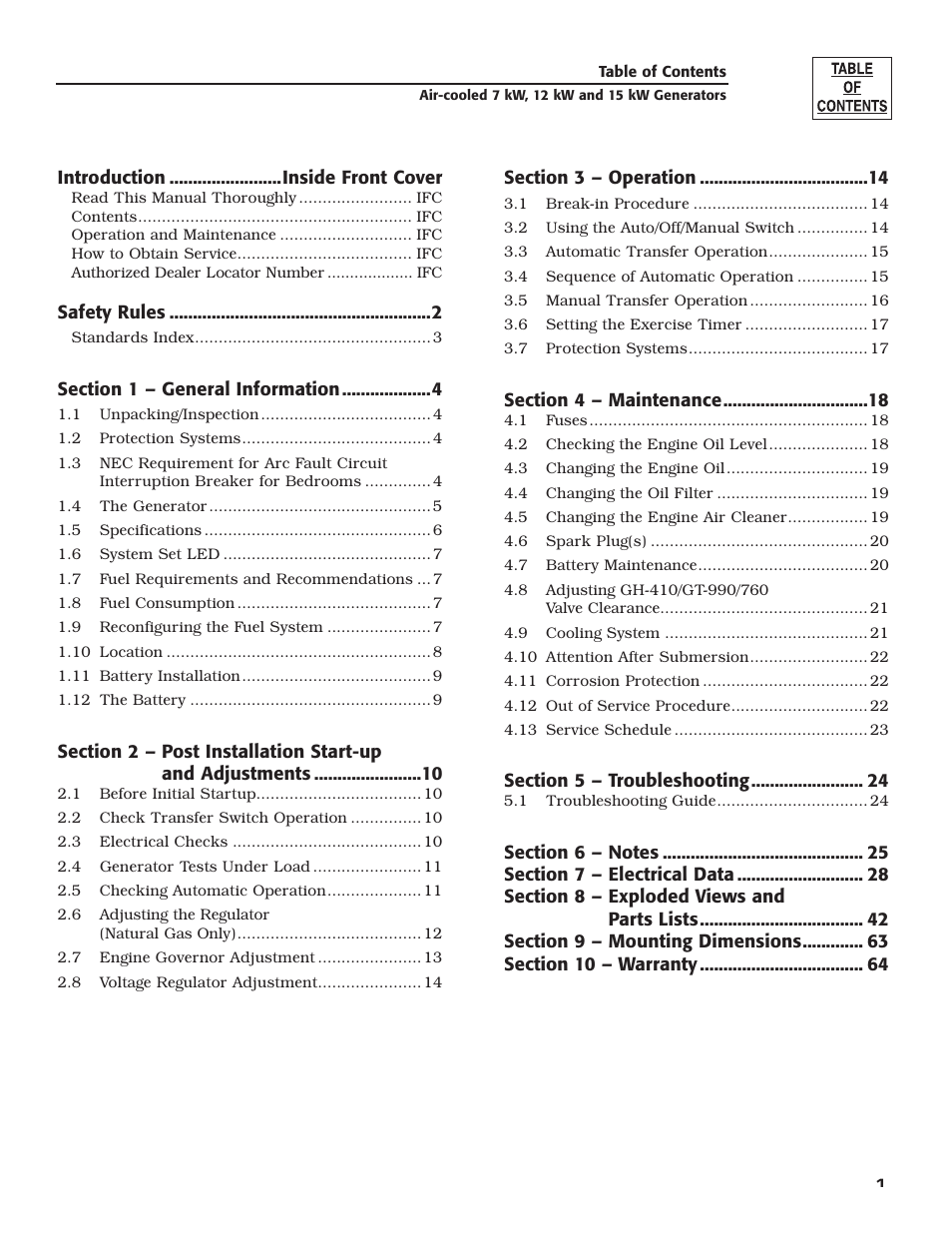 Generac Power Systems 04389-3 User Manual | Page 3 / 68