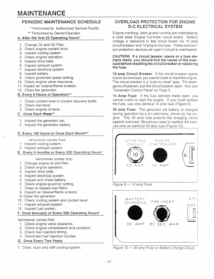 Maintenance, Periodic maintenance schedule, E f v | 1 4 a m | Generac Power Systems 9344-1 User Manual | Page 12 / 40