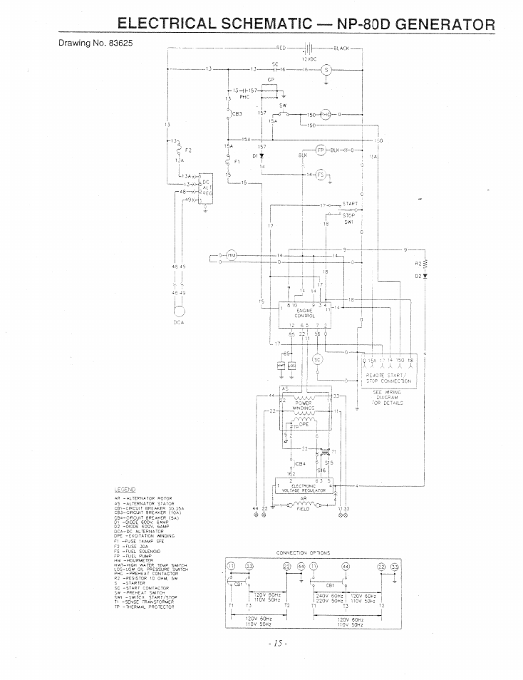 Electrical schematic — np-80d generator | Generac Power Systems 9344-1 User Manual | Page 17 / 40