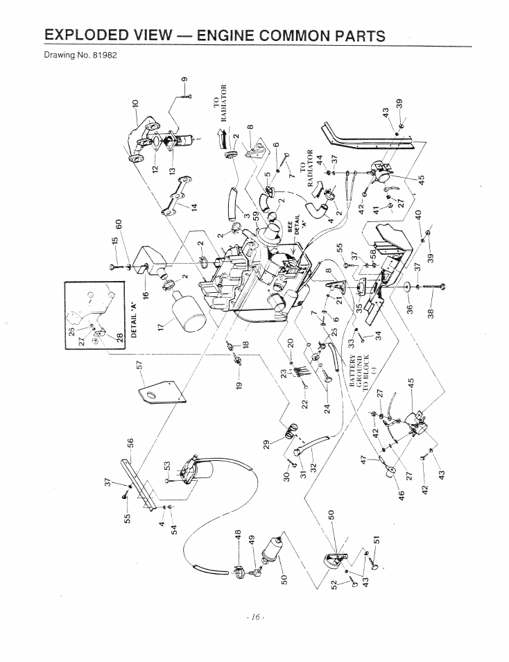 Exploded view — engine common parts | Generac Power Systems 9344-1 User Manual | Page 18 / 40