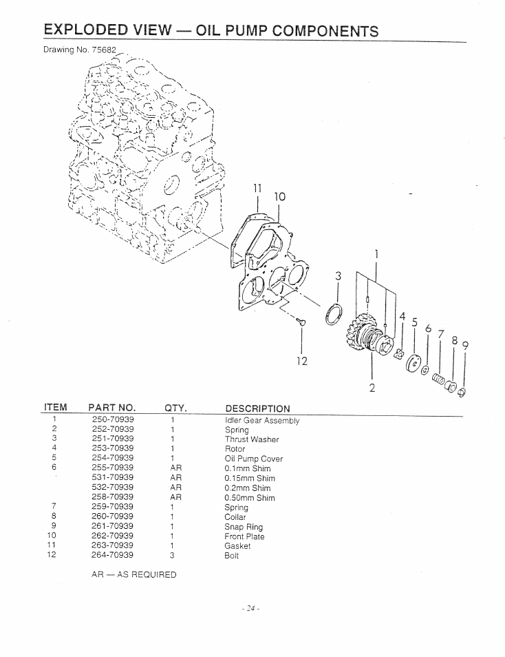 Exploded view — oil pump components | Generac Power Systems 9344-1 User Manual | Page 26 / 40