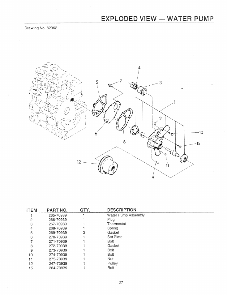 Exploded view — water pump | Generac Power Systems 9344-1 User Manual | Page 29 / 40