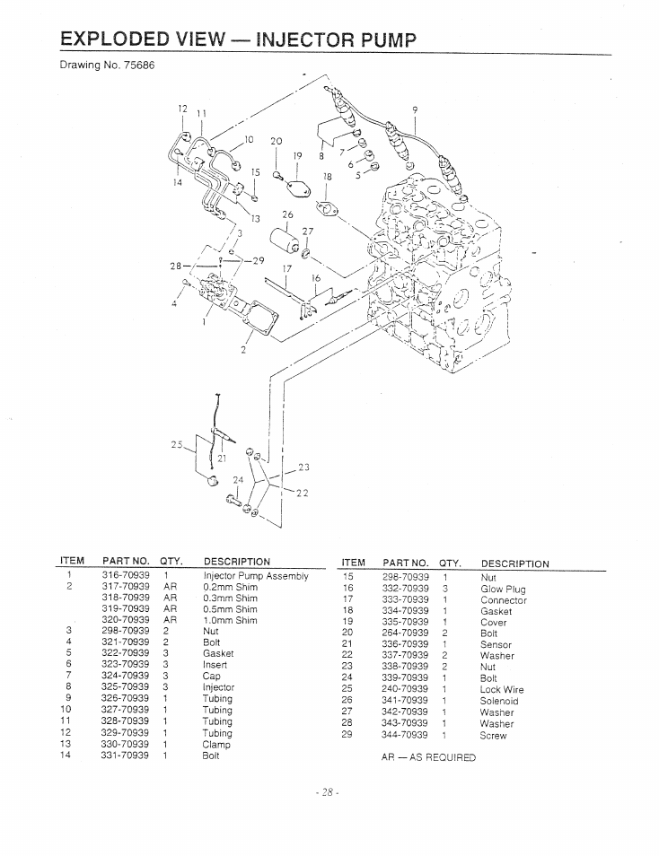 Exploded view — injector pump | Generac Power Systems 9344-1 User Manual | Page 30 / 40
