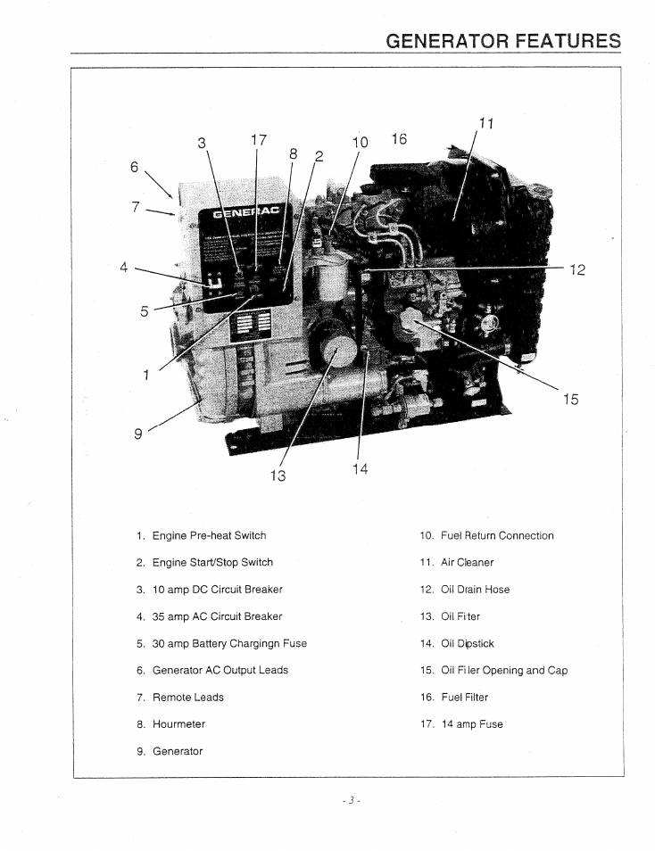 Generator features | Generac Power Systems 9344-1 User Manual | Page 5 / 40