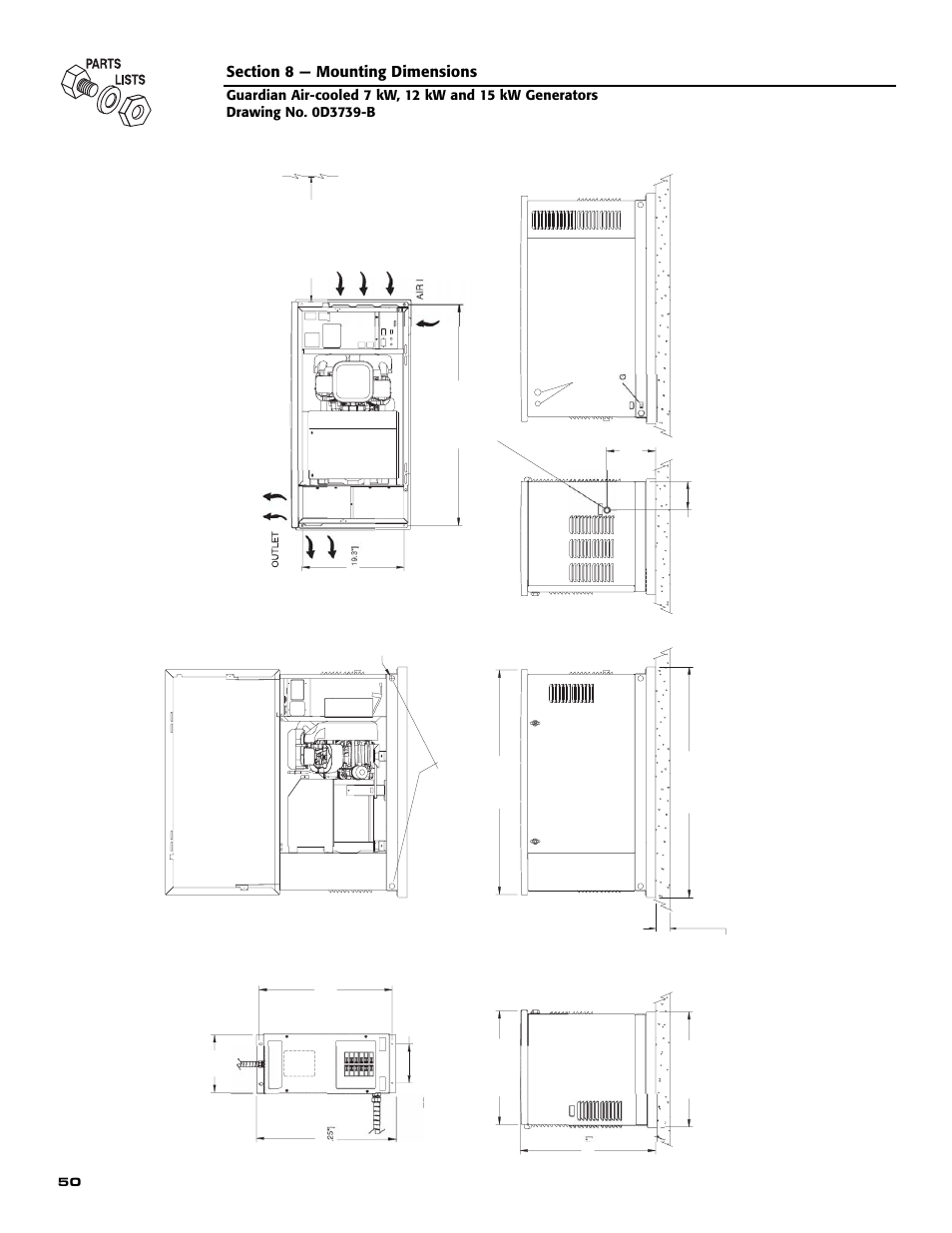 All dimen s io n s in: m illimeters [inches | Generac Power Systems GUARDIAN 04758-0 User Manual | Page 52 / 56