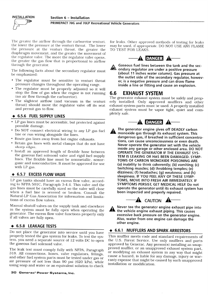 6 exhaust system | Generac Power Systems 000595-1 User Manual | Page 32 / 56