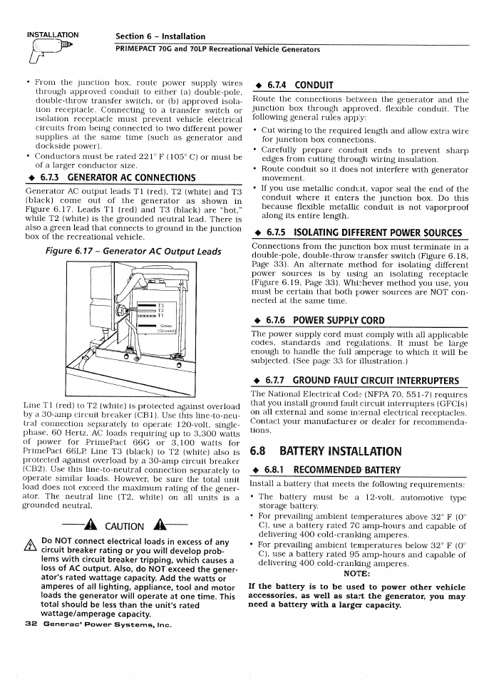 8 battery installation | Generac Power Systems 000595-1 User Manual | Page 34 / 56