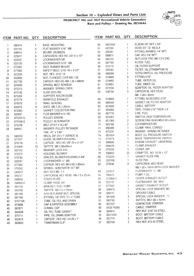 Exploded views | Generac Power Systems 000595-1 User Manual | Page 45 / 56