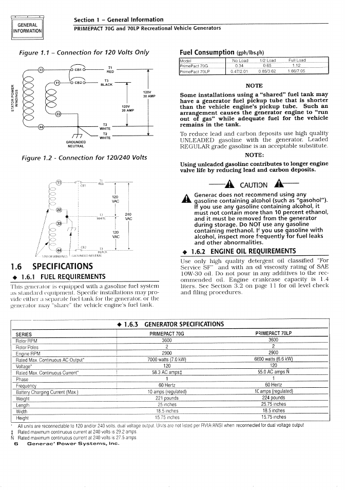 6 specifications | Generac Power Systems 000595-1 User Manual | Page 8 / 56