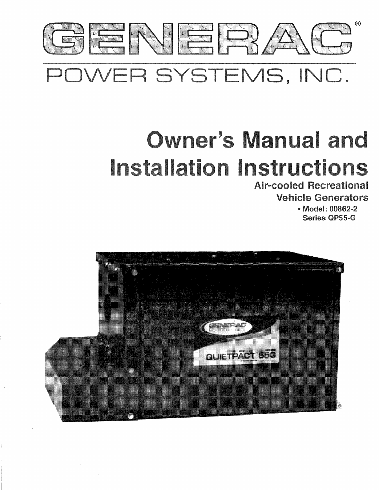 Generac Power Systems 00862-2 User Manual | 52 pages
