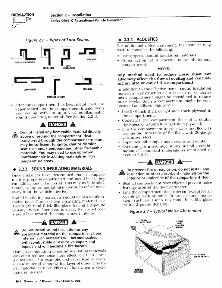 4 acoustics, 3 sound insulating materials, Acoustics | Jfll | Generac Power Systems 00862-2 User Manual | Page 26 / 52