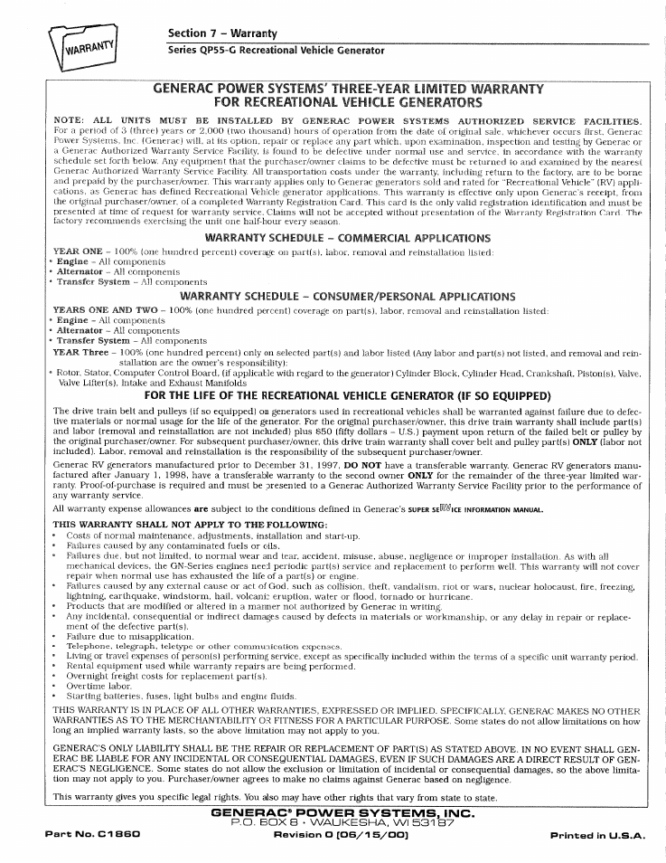 Generac Power Systems 00862-2 User Manual | Page 52 / 52