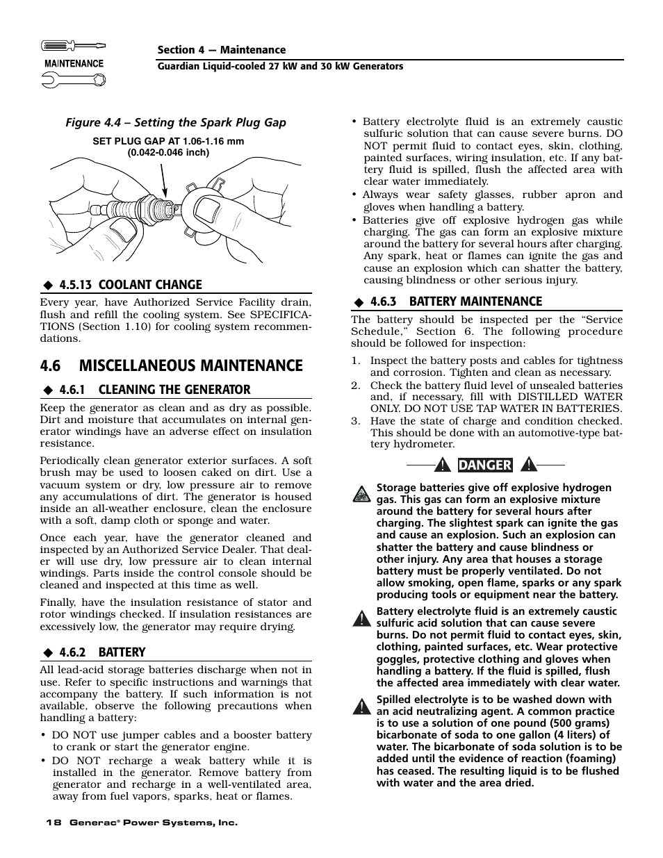6 miscellaneous maintenance | Generac Power Systems 004988-2 User Manual | Page 20 / 48