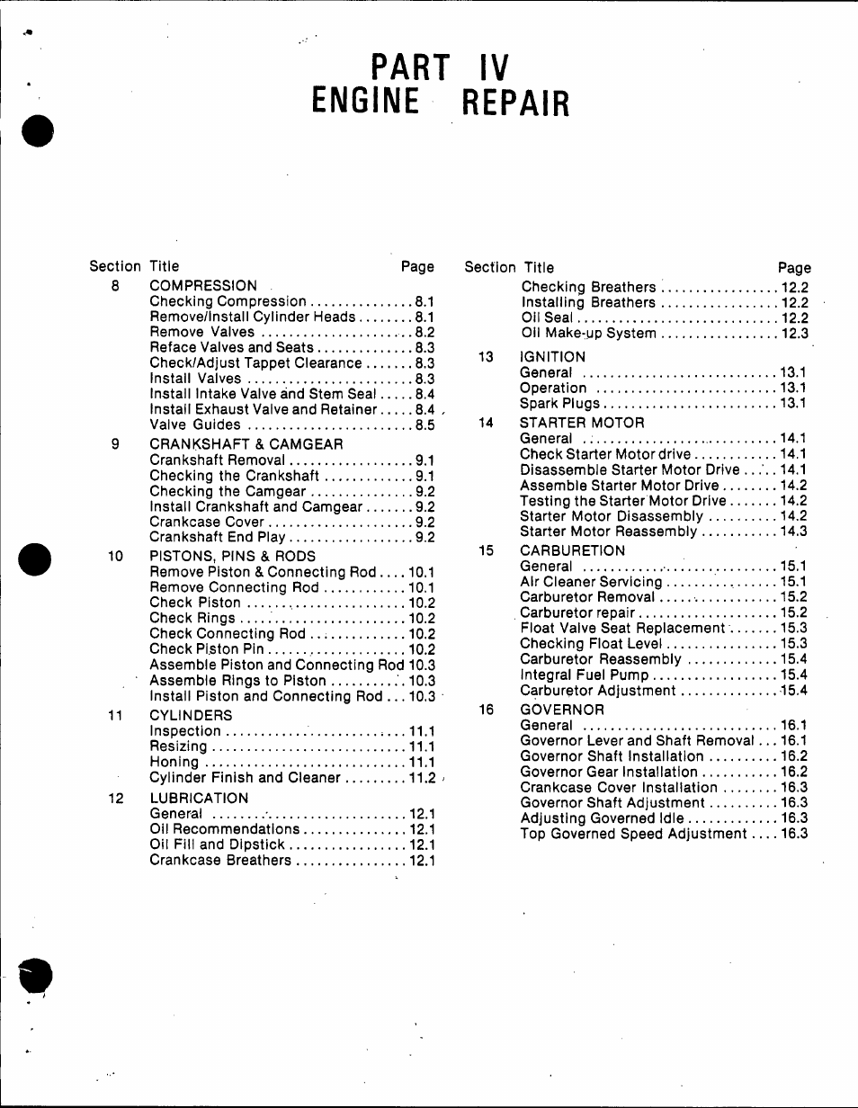 Part iv engine repair | Generac Power Systems TXP User Manual | Page 63 / 91