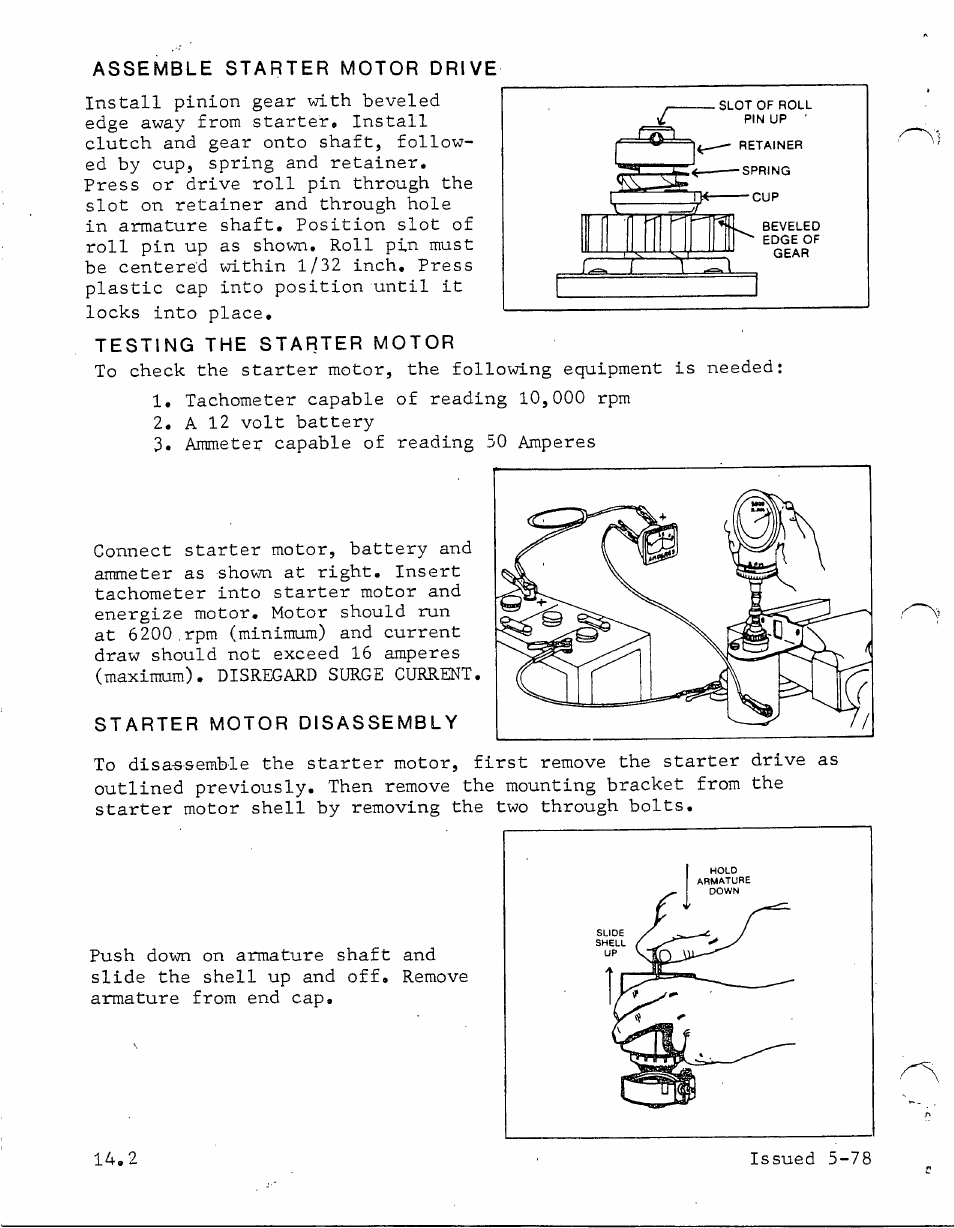 Assemble starter motor drive, Testing the starter motor, Starter motor disassembly | Generac Power Systems TXP User Manual | Page 83 / 91