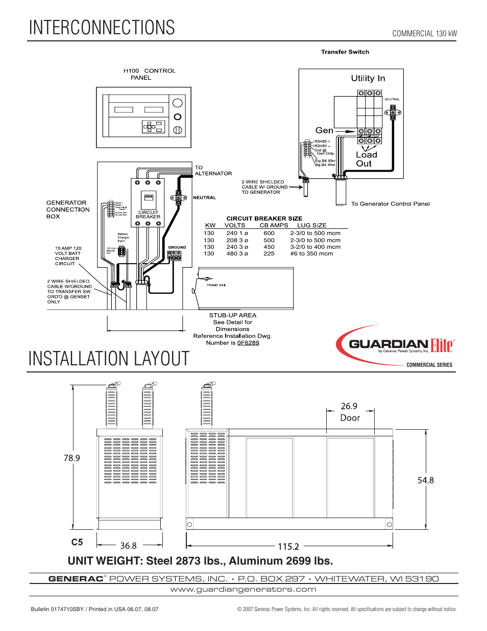 Interconnections installation layout | Generac Power Systems Liquid Cooled Gas Engine Generator Sets None User Manual | Page 4 / 4