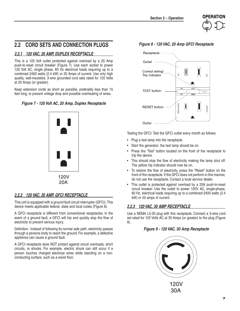 2 cord sets and connection plugs | Generac Power Systems 004987-2 User Manual | Page 9 / 36