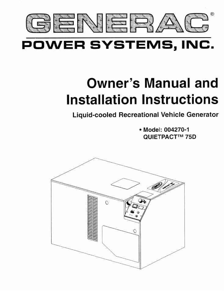 Generac Power Systems 004270-1 User Manual | 68 pages