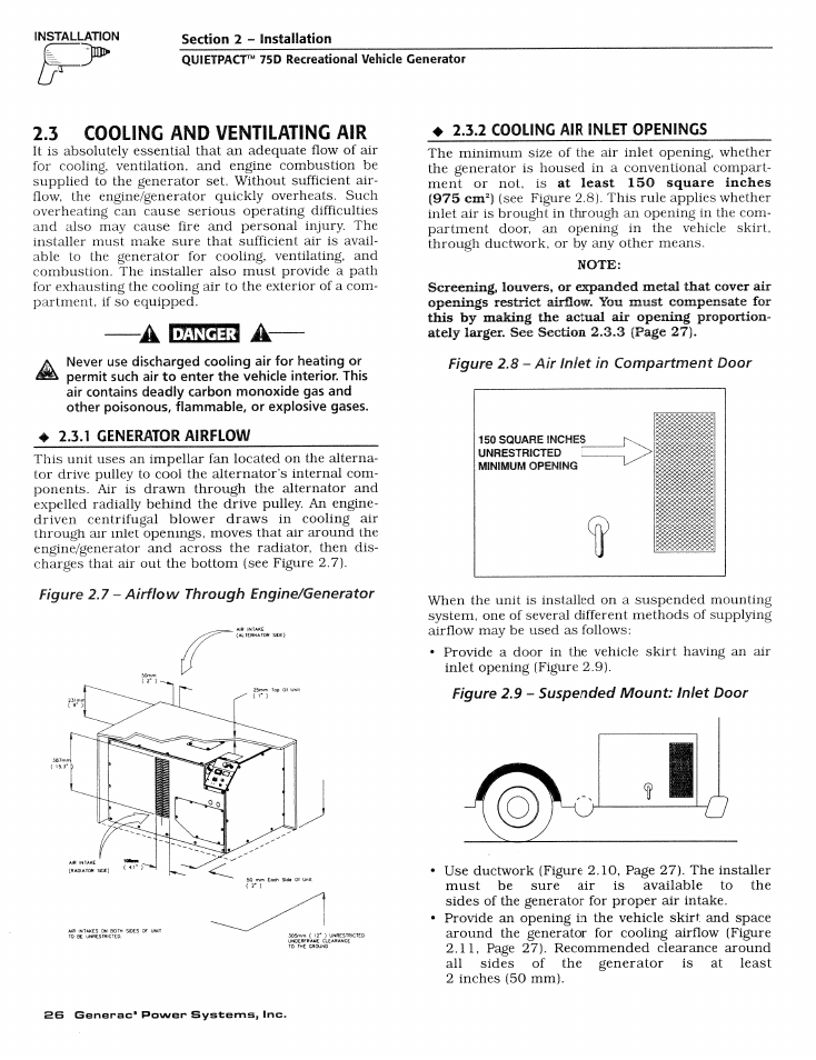 3 cooling and ventilating air, Cooling and ventilating air | Generac Power Systems 004270-1 User Manual | Page 28 / 68