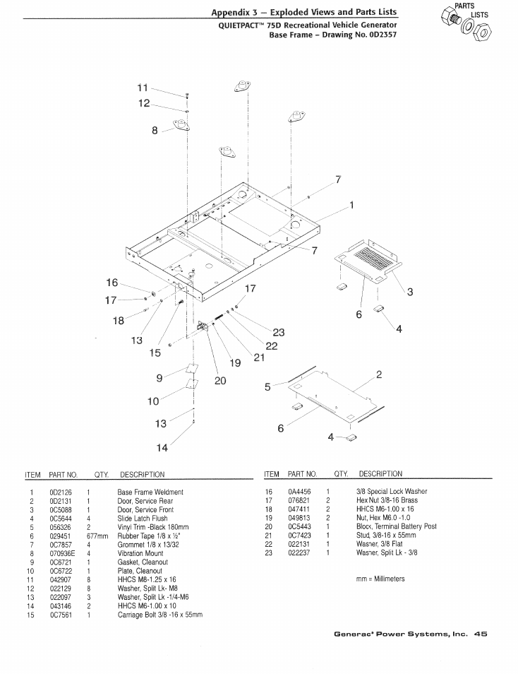 Appendix 5 — exploded ¥îews and parts lists | Generac Power Systems 004270-1 User Manual | Page 47 / 68