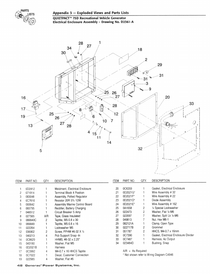 Appendix 3 — exploded views and parts lists | Generac Power Systems 004270-1 User Manual | Page 50 / 68