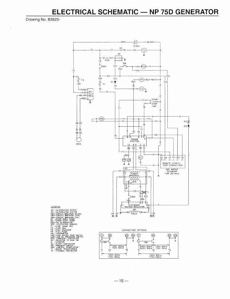 Electrical schematic — np 75d generator | Generac Power Systems 9344-2 User Manual | Page 17 / 40