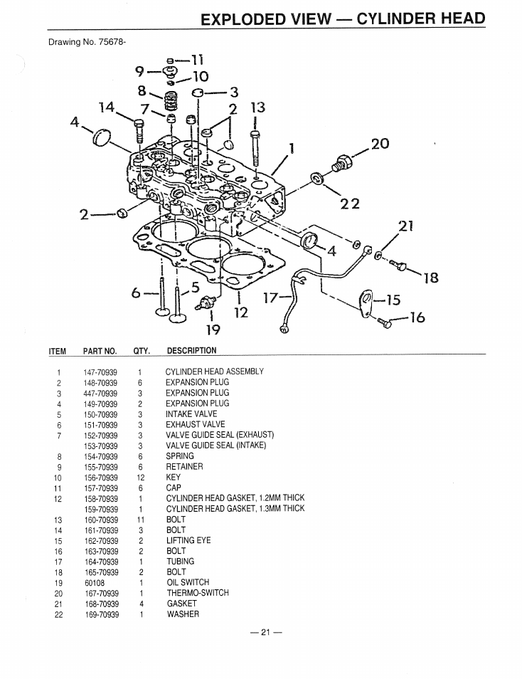 Exploded view — cylinder head | Generac Power Systems 9344-2 User Manual | Page 23 / 40