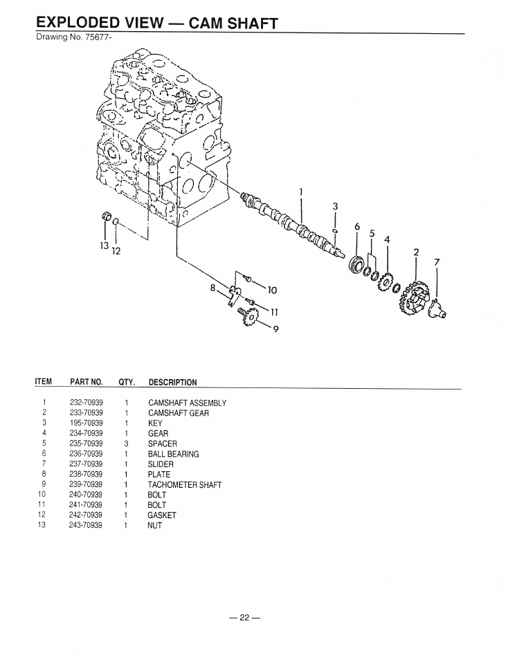 Exploded view — cam shaft | Generac Power Systems 9344-2 User Manual | Page 24 / 40