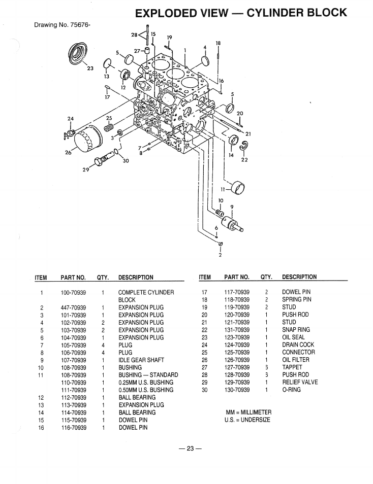 Exploded view — cylinder block | Generac Power Systems 9344-2 User Manual | Page 25 / 40