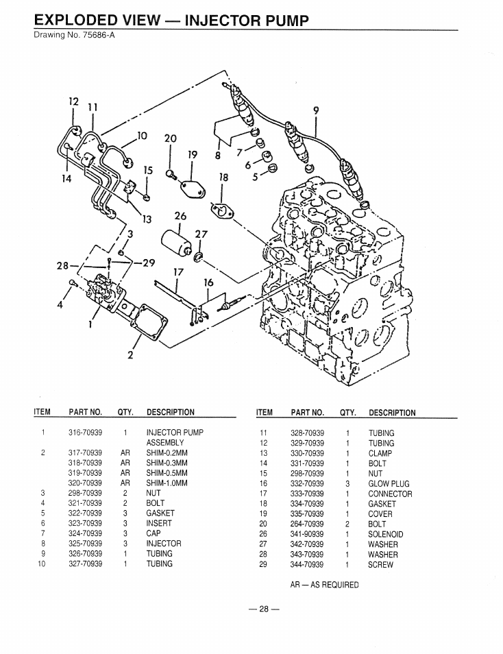 Exploded view — injector pump | Generac Power Systems 9344-2 User Manual | Page 30 / 40