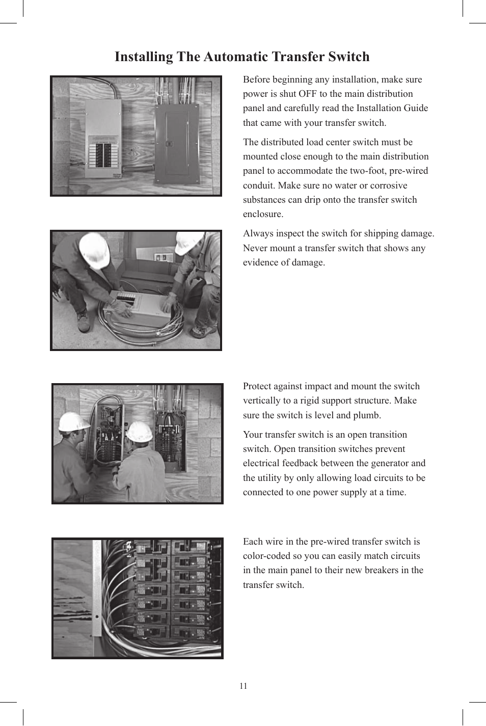 Installing the automatic transfer switch | Generac Power Systems OG 2697 User Manual | Page 12 / 20