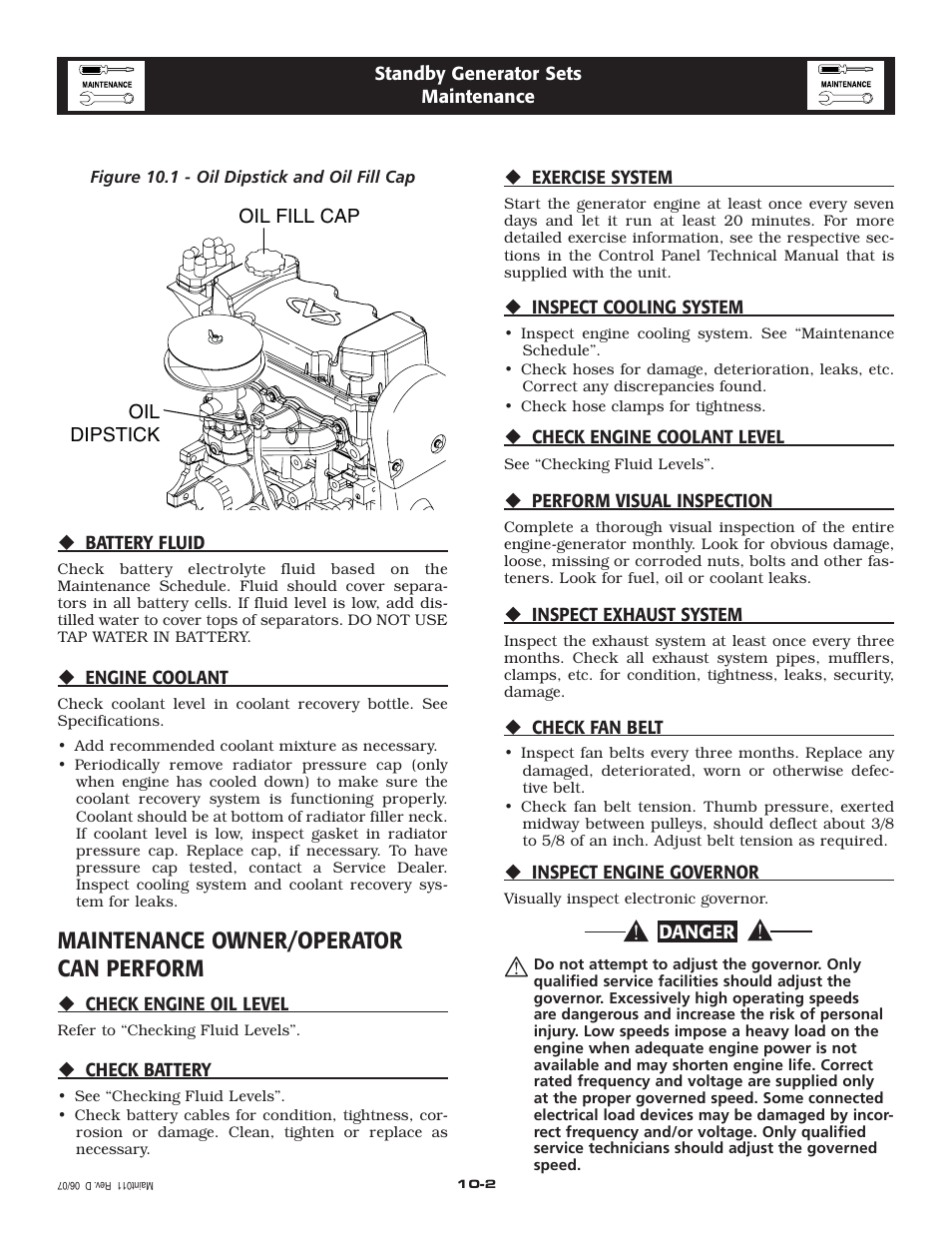 Maintenance owner/operator can perform | Generac Power Systems 005324-1 User Manual | Page 17 / 64