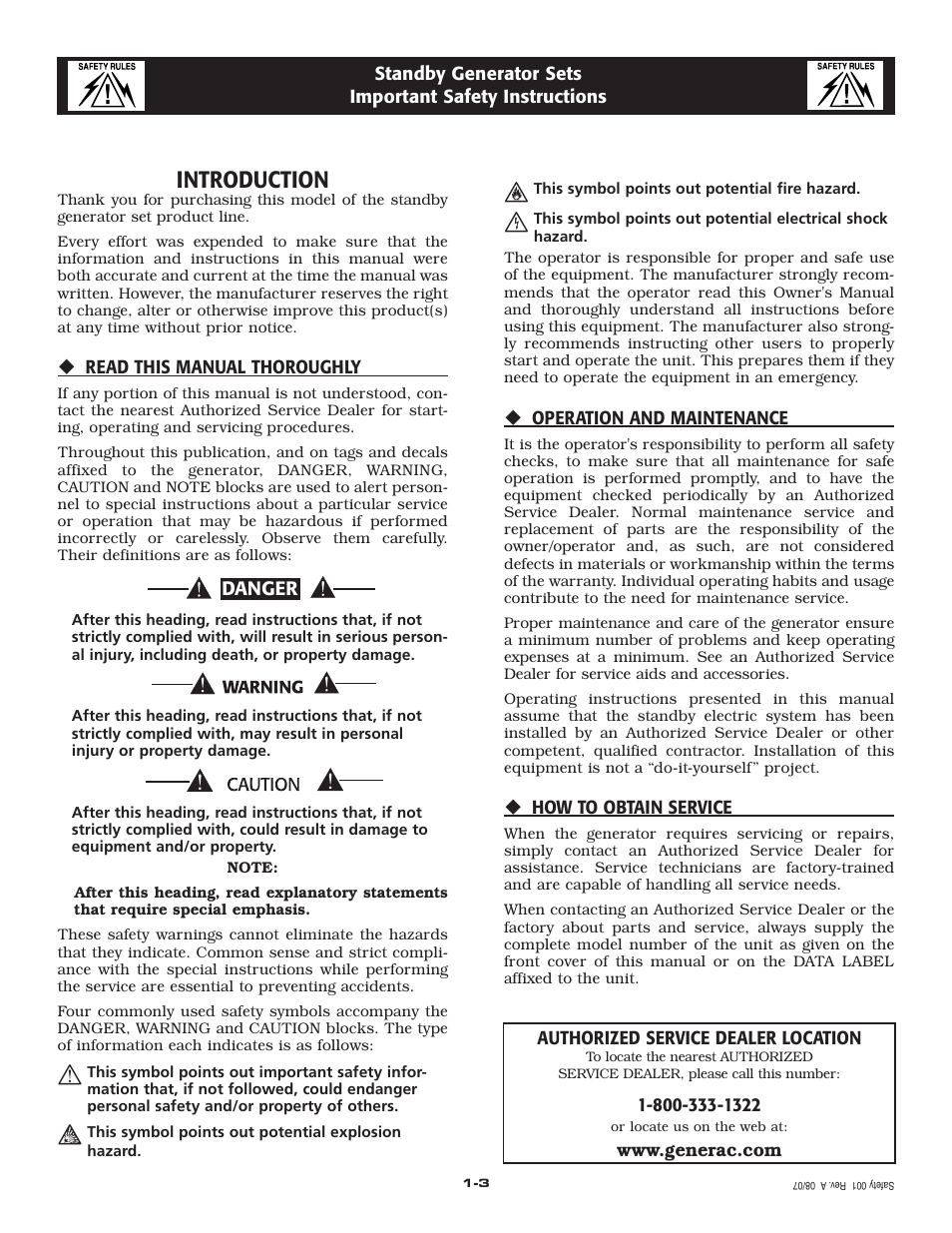 Introduction | Generac Power Systems 005324-1 User Manual | Page 5 / 64