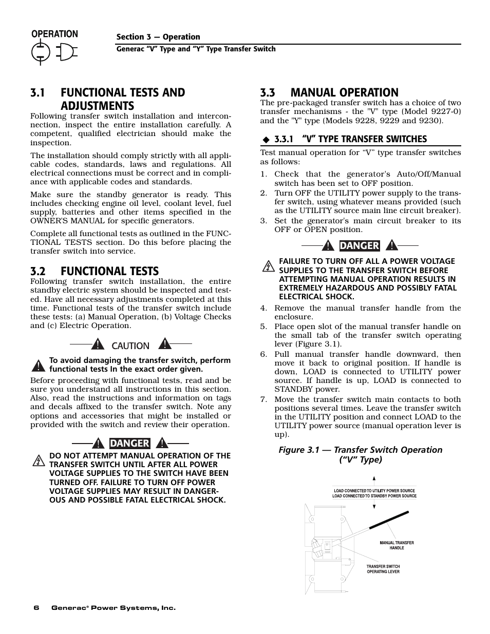 1 functional tests and adjustments, 2 functional tests, 3 manual operation | Generac Power Systems 09227-0 User Manual | Page 8 / 20