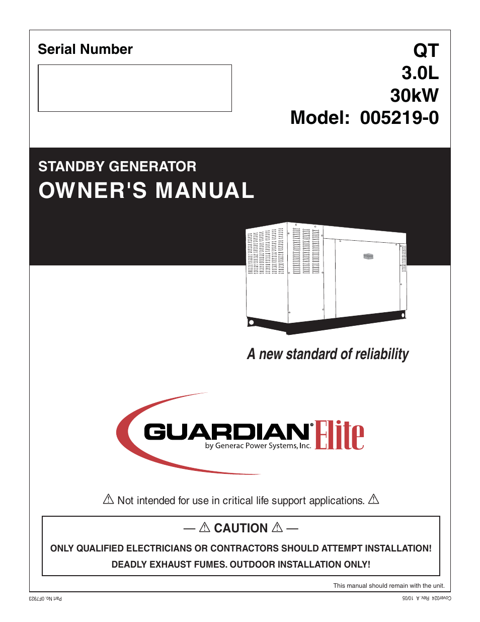Generac Power Systems 005219-0 User Manual | 60 pages