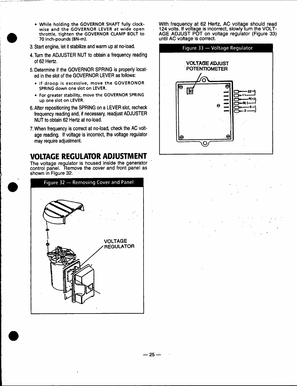 Voltage regulator adjustment | Generac Power Systems 91355 User Manual | Page 27 / 32