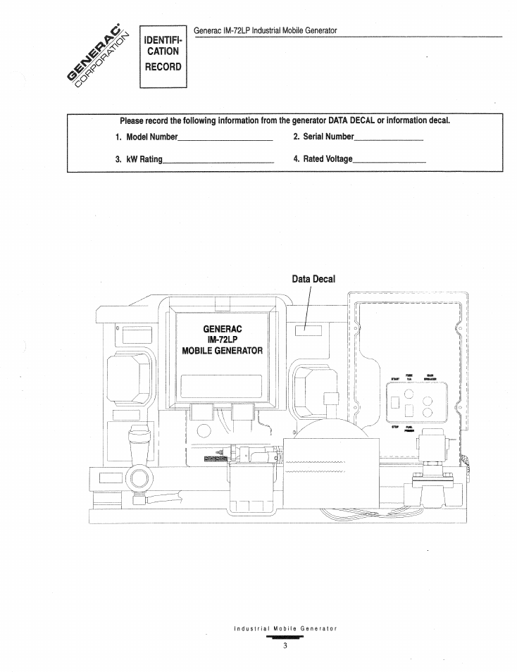 Data decal | Generac Power Systems Air-cooled Industrial Mobile Generator 09843-2 User Manual | Page 3 / 32