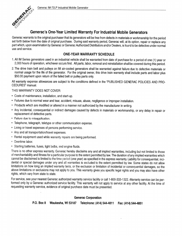 Generac Power Systems Air-cooled Industrial Mobile Generator 09843-2 User Manual | Page 32 / 32