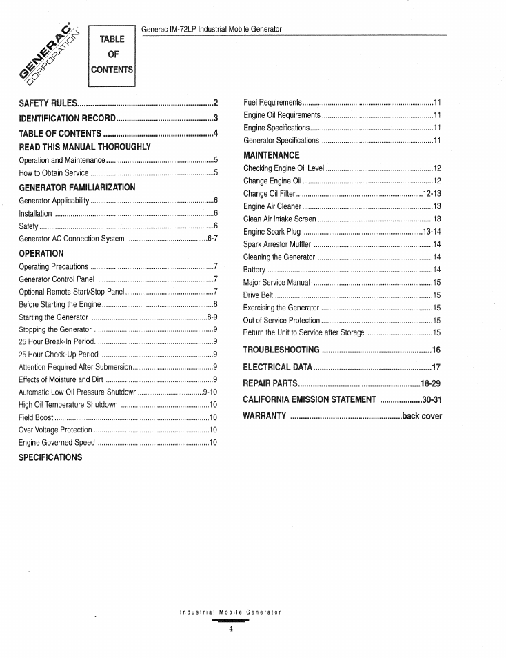 Generac Power Systems Air-cooled Industrial Mobile Generator 09843-2 User Manual | Page 4 / 32