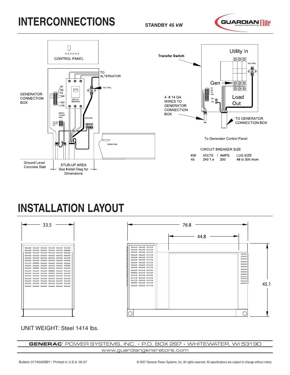 Interconnections installation layout | Generac Power Systems Whisper Test 5261 User Manual | Page 4 / 4