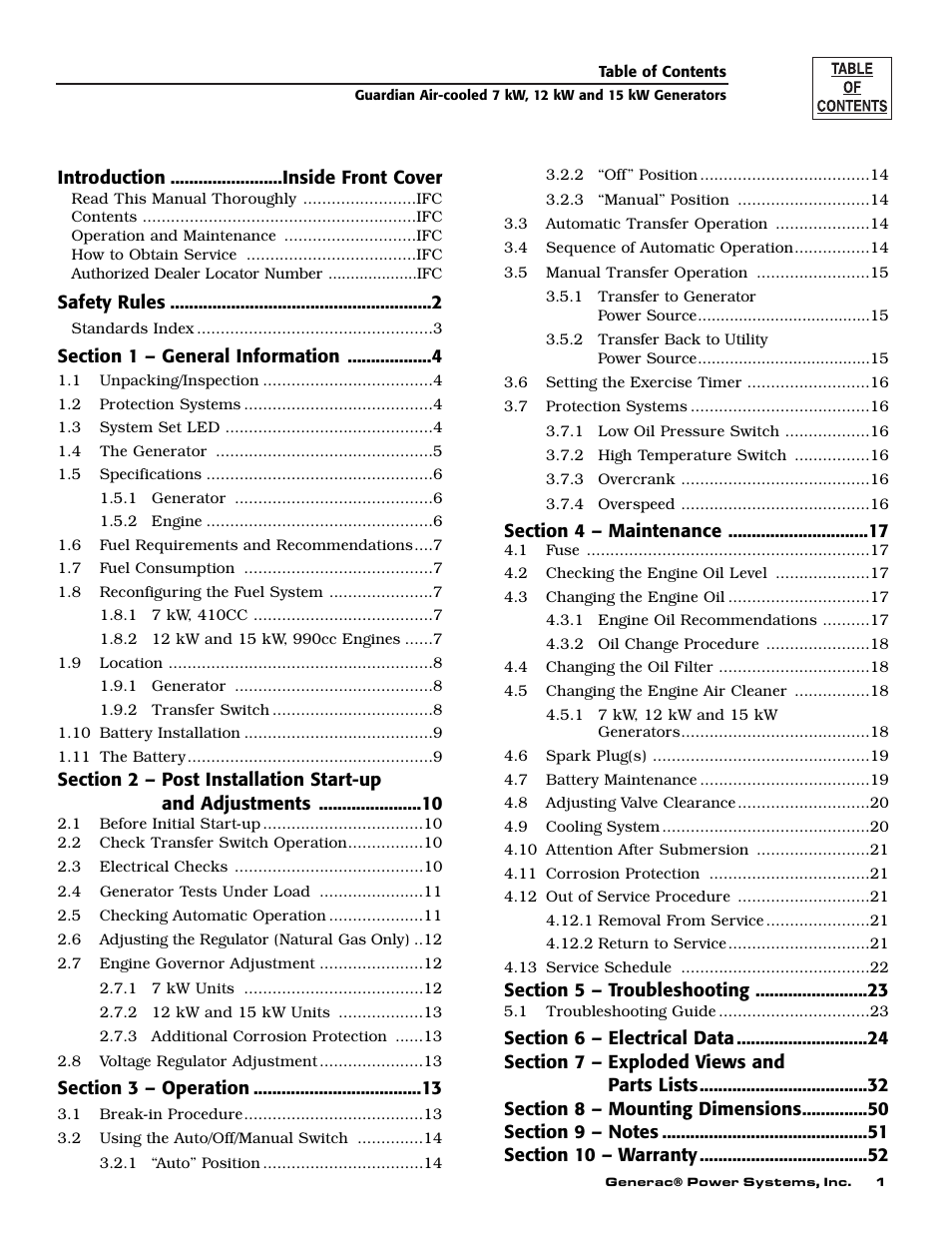 Generac Power Systems 04758-1 User Manual | Page 3 / 56