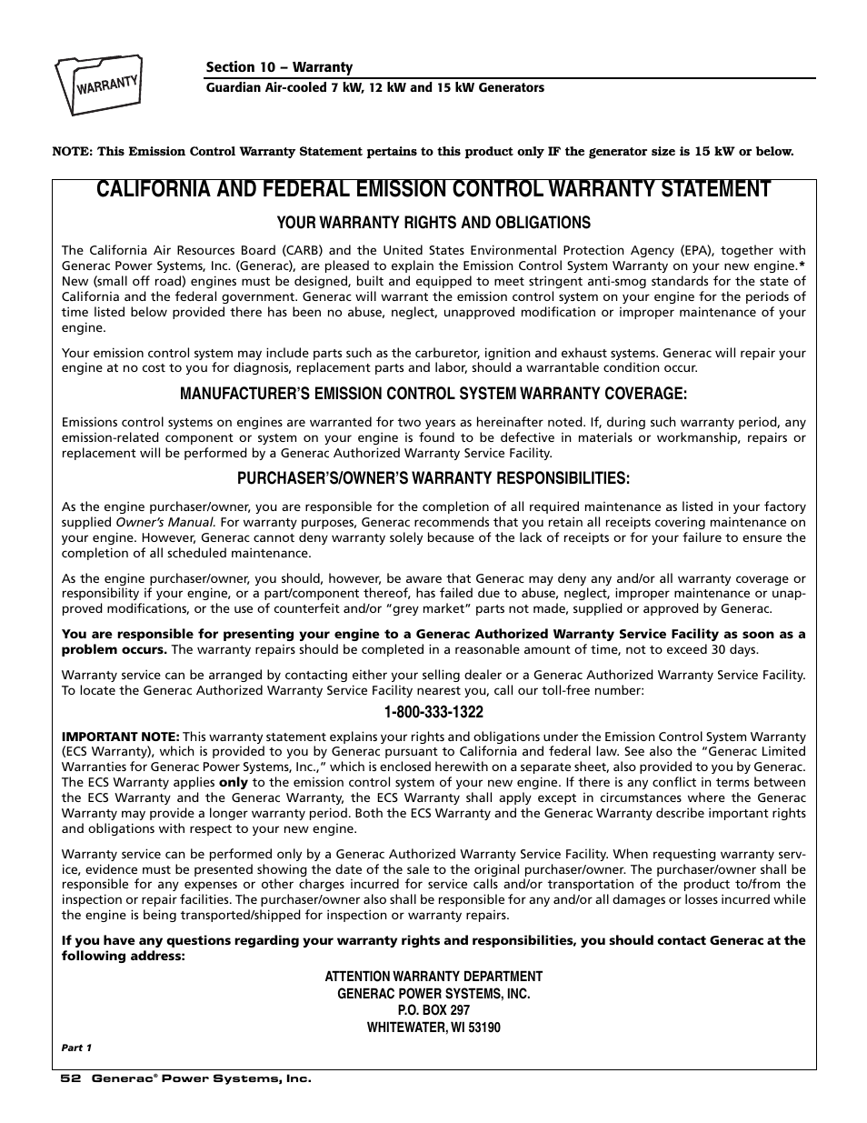 Generac Power Systems 04758-1 User Manual | Page 54 / 56