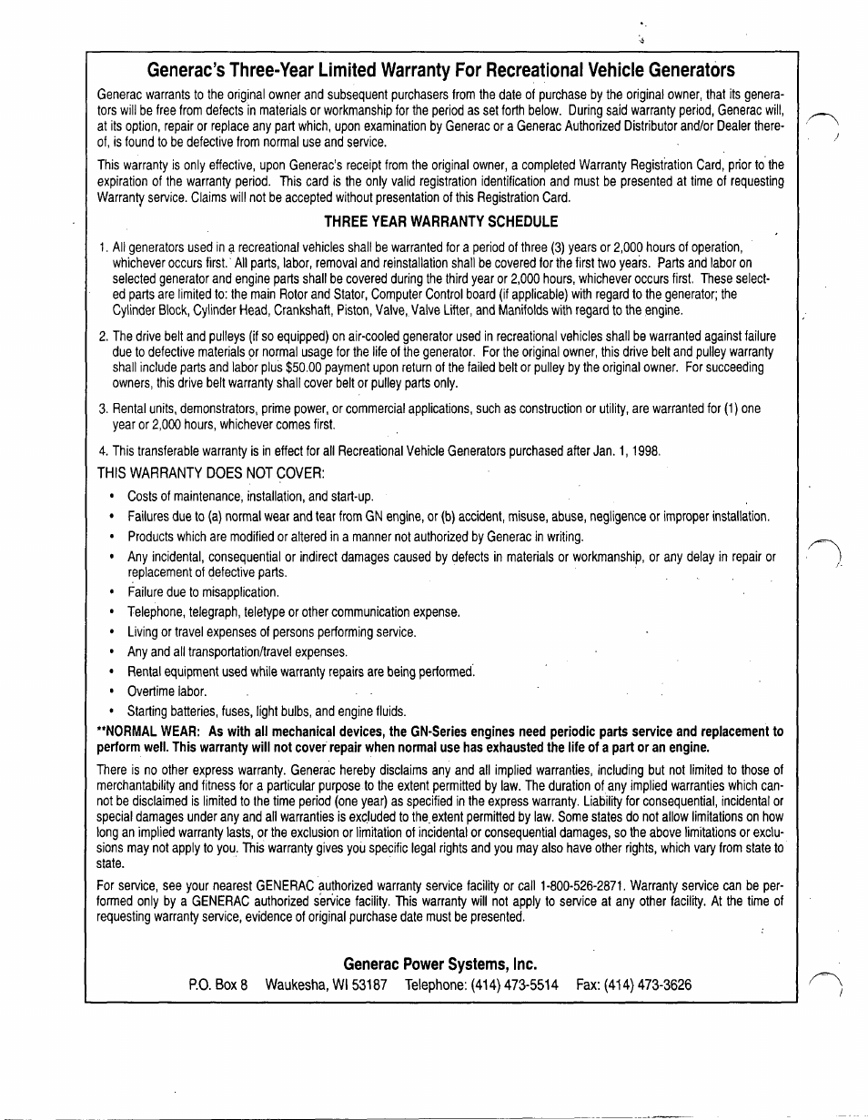 Generac Power Systems 00862-1 User Manual | Page 52 / 52